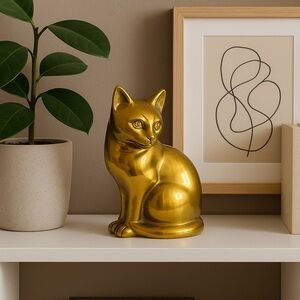 Vintage Solid Brass Cat Figurine
Size: 8” H x 6.5” W x 5” D
Weight: 2 lb 5 oz
